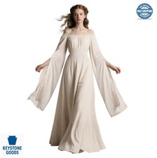 Women Victorian Renaissance Dress Medieval Celtic Costume Split Bell Sleeves