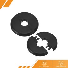 2 Pcs Wall Split Flange 0.65" Escutcheon Plate Buckles Pipe Cover Black