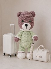 Handmade Crochet Teddy Bear Plush Toy, Velvet Chenille Amigurumi, Mint  Mauve