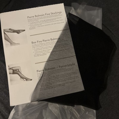 Vintage Pierre Balmain Fine Stockings 10 Pair Lot Black Nylon Hosiery Inv#T4
