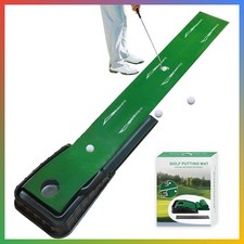 Golf Putting Green Mat Auto Ball Return Alignment Guides Green 7.3ft