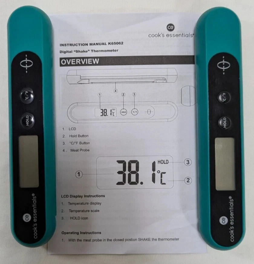 Cooks Essentials Digital Shake Powered Thermometer | Set of 2