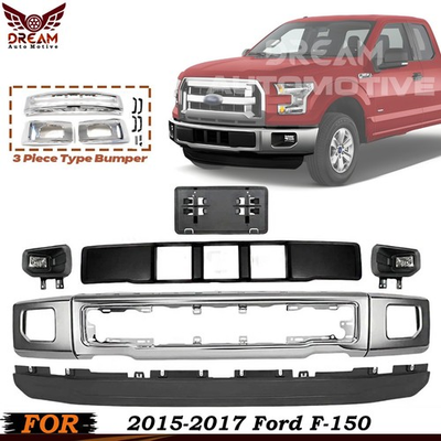 #ad #ad Front Bumper Chrome Steel and Fog Lights Assembly Kit For 2015 2017 Ford F 150 $365.00