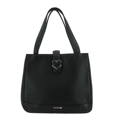 Authentic Yves Saint Laurent Vintage Black Leather Heart Tote Shoulder Bag