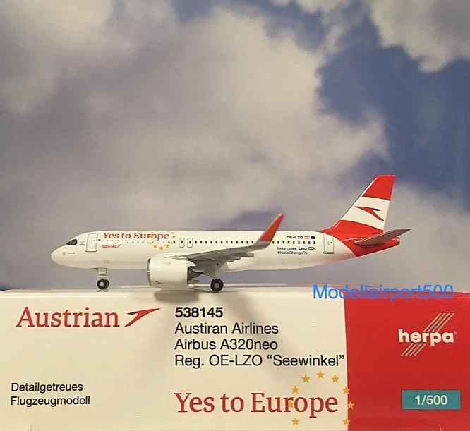 Herpa Wings 1:500  Airbus A320neo Austrian Yes to Europa 538145 Modellairport500