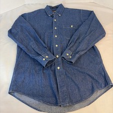 Vtg Ralph Lauren Chaps Country Cottons Denim Shirt Button Down Long Sleeve15 1/2
