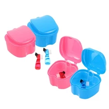4 Pcs Denture Retainer Cleaning Case Double Sided Toothbrush