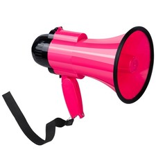 Megaphone 30W Bullhorn Speaker Siren Record Strap Portable Pink Loud