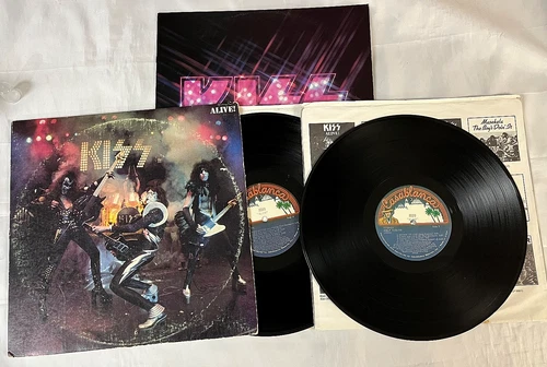 KISS ALIVE! 2LP Vinyl RL Robert Ludwig Sterling Pressing 1975 Aucoin Booklet VG