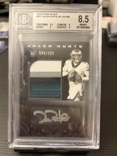 2020 Panini Black - Rookie Patch Autographs Jalen Hurts #207 /199 (AU, MEM, RC)