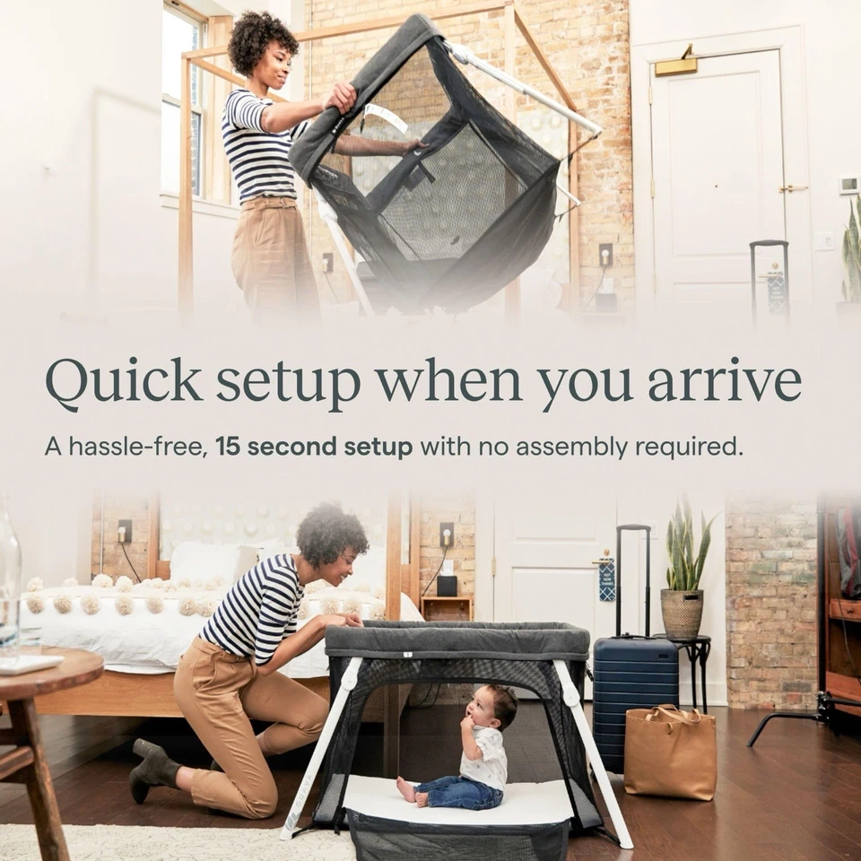 Guava Lotus Travel Crib Portable Baby Play Yard with Mattress & Backpack - Image 3 of 4