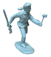Vintage Marx Alamo Blue Frontiersman Tomahawk And Rifle Plastic Playset 54mm