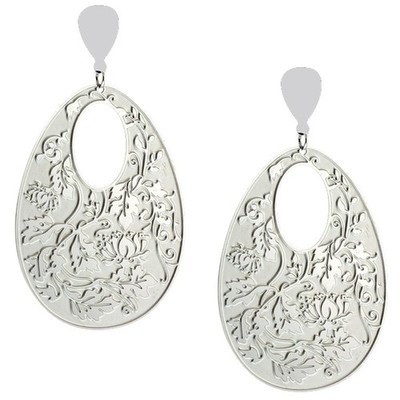 3-Inch Stunning Stainless Steel Flower Design Chandelier Earrings