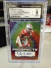 Leaf Electrum TreVeyon Henderson Tie-Dye Silver 2/25 Football Autograph Card RAR