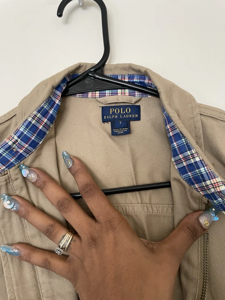 Chaqueta Polo Ralph Lauren Algodón Caqui con Logo Bordado Niños Talla 7 Foto 4 de 4