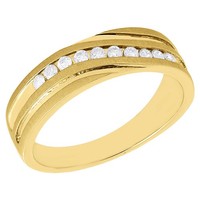10K Gelbgold Herren Memory-Ring 10 Stein Rund Diamant Ring 0,25 Ct