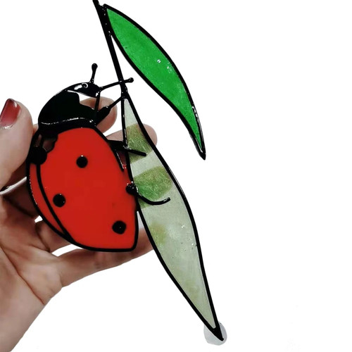 1 Stück Buntglas Marienkäfer Fensterbehang perfektes Geschenk für Garten, Hof, Zäune - Bild 22 von 24