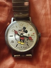 Bradley Mickey Mouse Watch Swiss Made vintage 10k gold filled caps 50 years