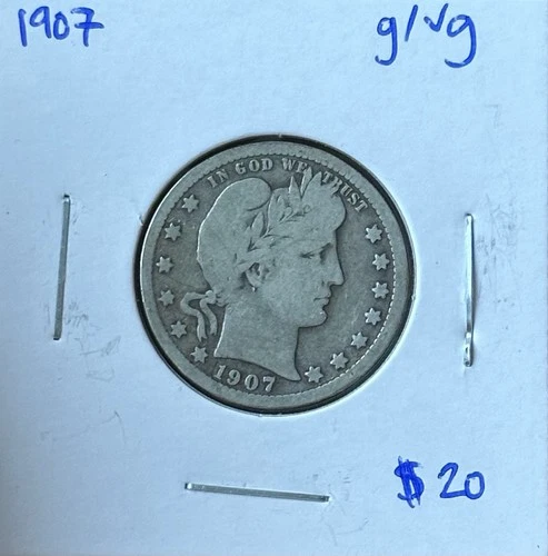 1907-P Barber Quarter Good/VG