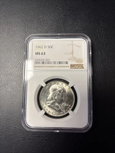 1962-D Franklin Silver Half Dollar 50c - NGC MS63 - Denver