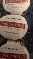 3-SKEINS-VALLEY YARNS SUNDERLAND 100% BABY ALPACA  50G COLOR NAVY