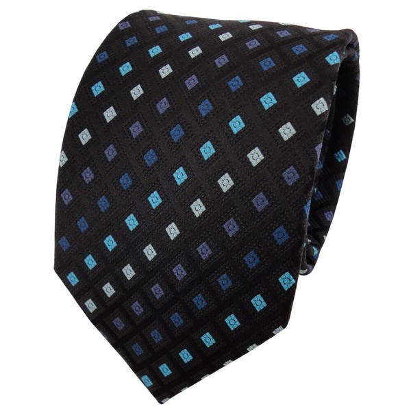 Tigertie Seidenkrawatte TüRkis Ozeanblau Schwarz Gemustert - Krawatte Seide-image
