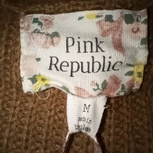 Pink Republic Women's Cardigan Sweater Size M Rusty Brown White Striped City EUC - Picture 10 of 14