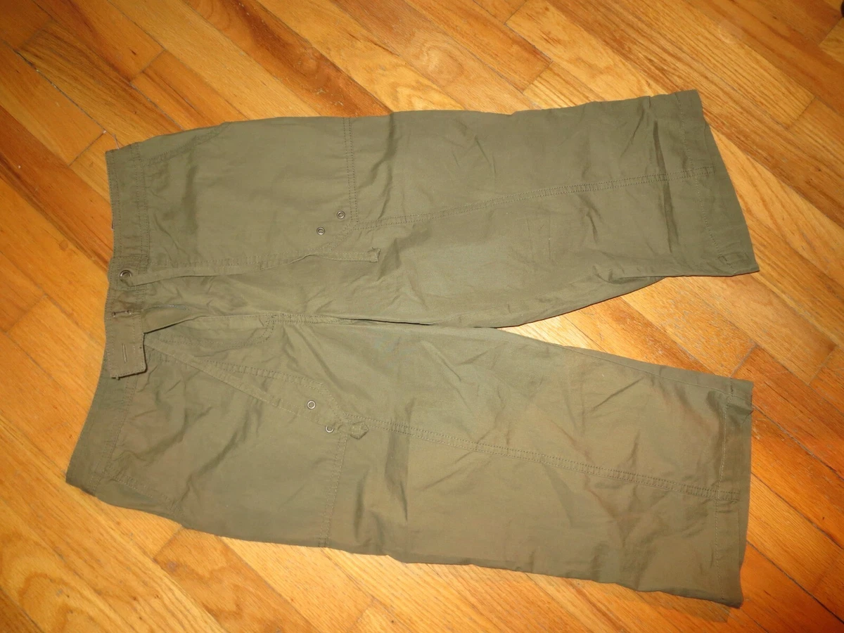 Women's Basic Editions Green Capri Pants Part Elastic Waist Size S NWT