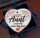 Ceramic Heart NIB You are the AUNT Everyone wishes they had w/ golden hanging