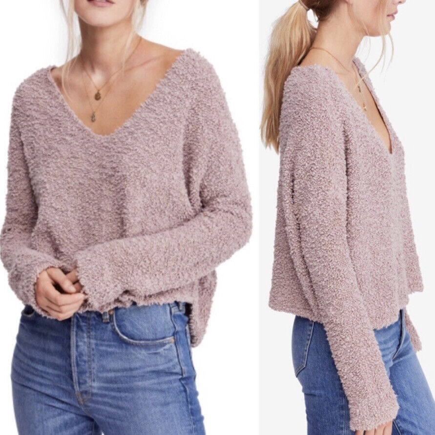 FREE PEOPLE Popcorn Pullover Sweater Fuzzy Croppe… - image 4