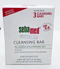 Sebamed pH 5.5 Cleansing Bars for Sensitive Skin (Pack of 3 Bars)