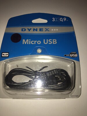 NEW Dynex DX-C114201 Universal 3'-ft Micro-USB Charge & Sync Cable/Power Adapter