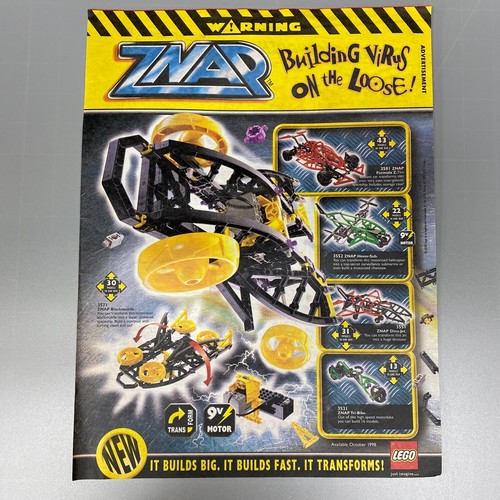 LEGO ZNAP BLACKMOBILE FORMULA Z HOVER-SUB DINO-JET 1998 VINTAGE RETRO ADVERT