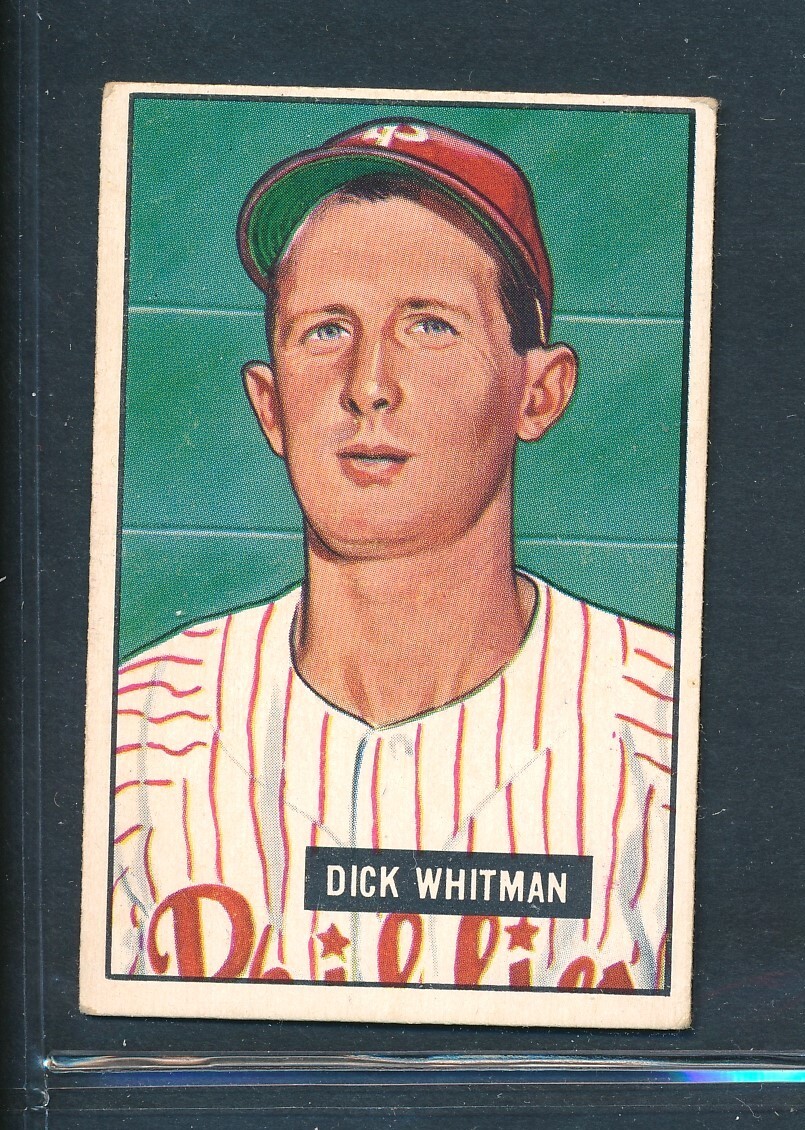 1951 Bowman #221: DICK WHITMAN "Philadelphia Phillies" ~ EX
