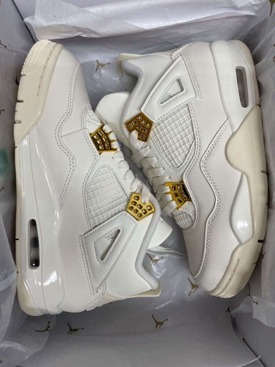 Sz W6-W12 WMNS Nike Air Jordan 4 Retro White Metallic Gold Sz W6-W12 WMNS Nike Air Jordan 4 Retro White Metallic Gold