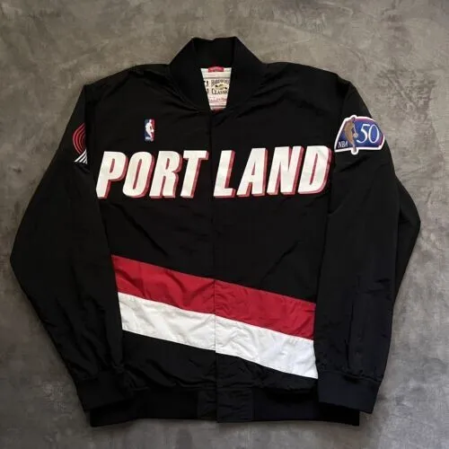 Mitchell & Ness NBA Portland Trail Blazers authentic warm up jacket in black
