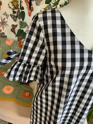 J. CREW Black and White GINGHAM Tie-Sleeve Ruffle DRESS Womens XS | eBay J. CREW Black and White GINGHAM Tie-Sleeve Ruffle DRESS Womens XS | eBay