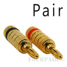 1 Pair, 2pcs - Closed Screw Type Speaker Wire Banana Plugs Audio Gold Connectors