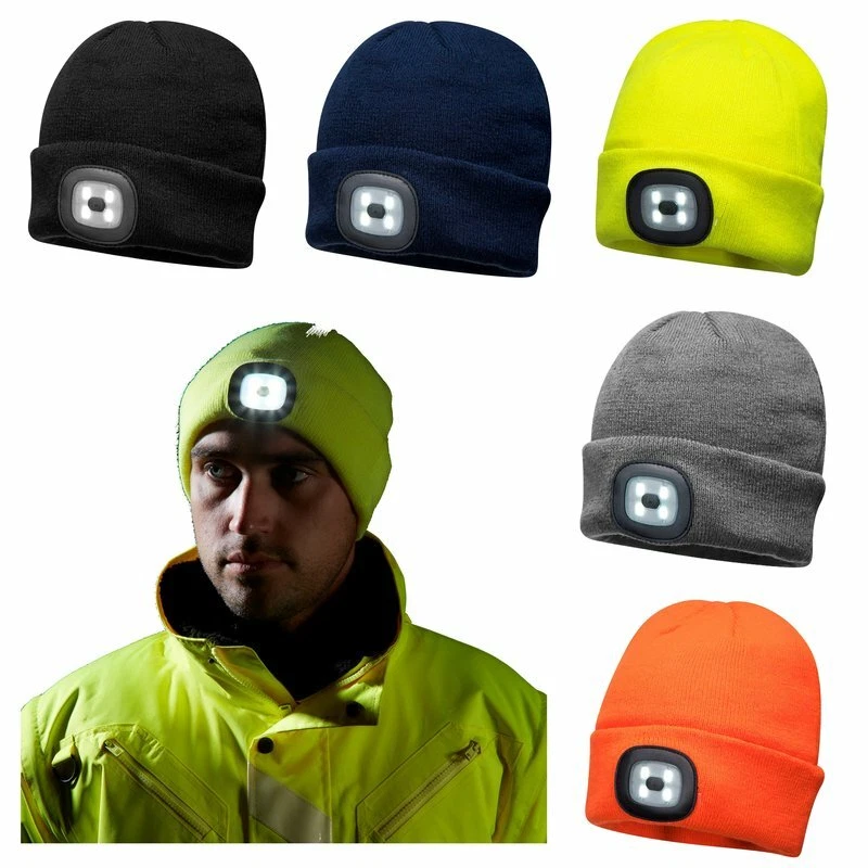 PORTWEST Wintermütze Strickmütze mit LED aufladbar mit USB in verschiedenen Farben