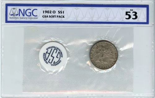 1902-O Morgan Dollar GSA SOFT PACK S$1 NGC AU53