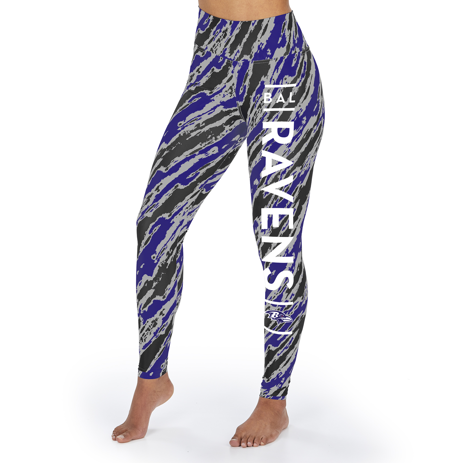 Женские леггинсы Zubaz NFL Baltimore Ravens с диагональной полосой