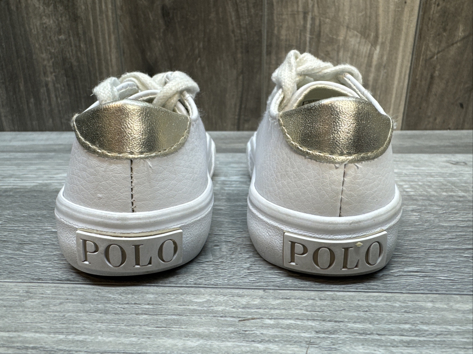Polo Ralph Lauren bambino taglia 5 scarpe casual bianche in perfette condizioni lato pony