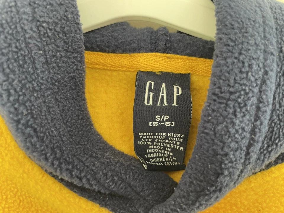 Gap Niños Niños Gap Atlético Acogedor Polar Raglán Manga Larga Sudadera con Capucha Amarillo Azul 5-6 Foto 2 de 4