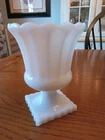 Vintage 1960's Anchor Hocking Grecian Milk Glass Pedestal Vase