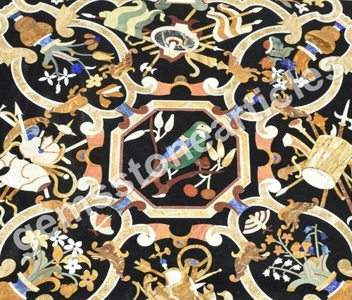 Marble Side Dining Table Top Pietra Dura Handicraft Inlay Housewarming Gift - Picture 2 of 4