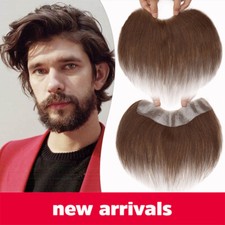 Thin Skin 100 Human Remy Hair Toupee Men Hairpiece Wig Replacement System Brown