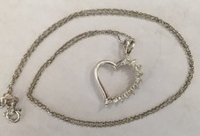 925 Sterling Silver Cubic Zirconia Open Heart Necklace