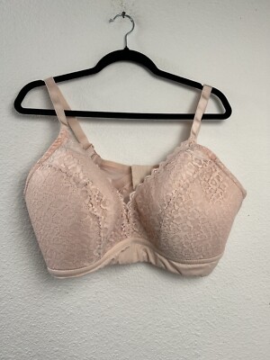 AUDEN Womens Lace Padded Bralette Peach Lightly Lined Medium Bra 3X