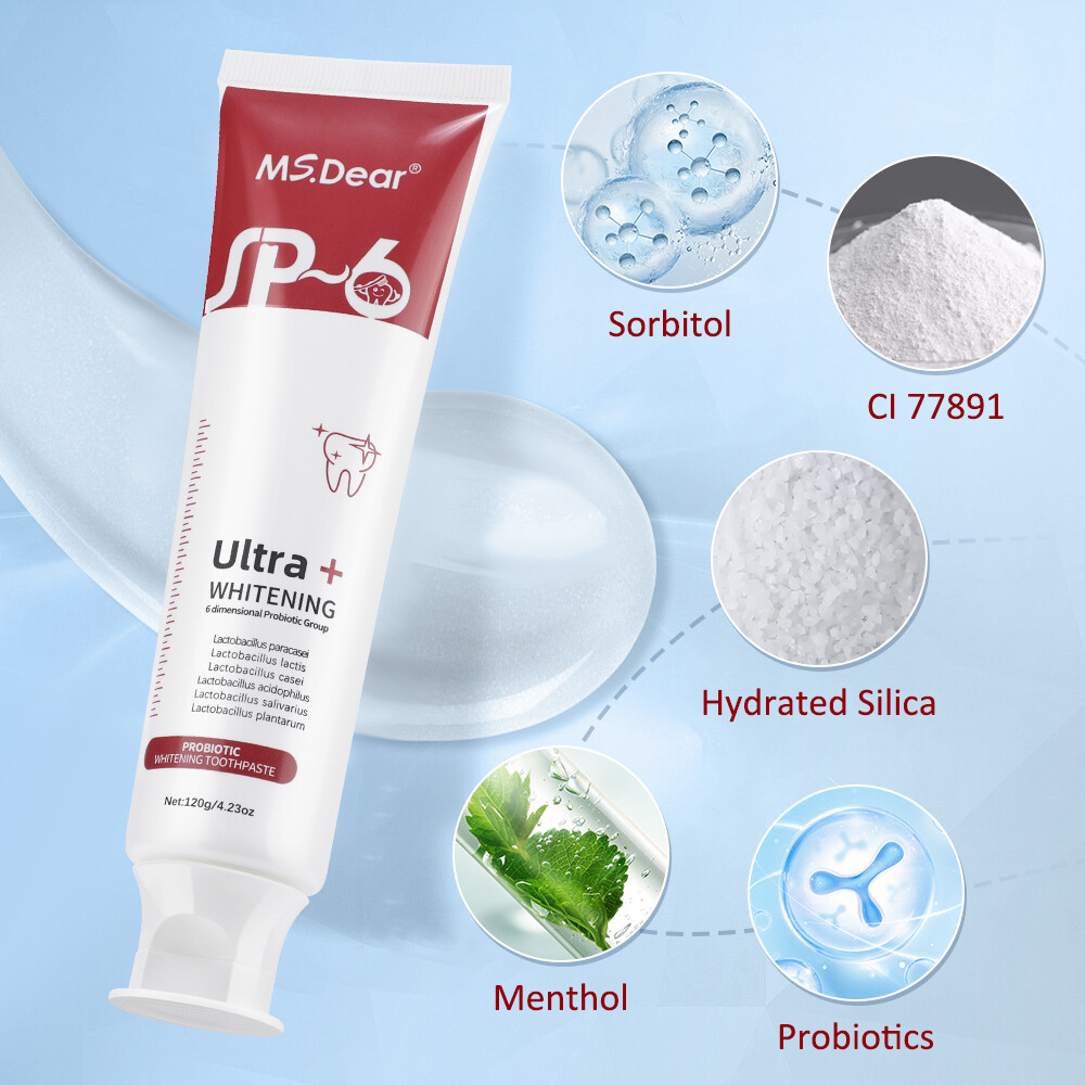 2-Pack SP-6 Probiotic Toothpaste: Whitening + Brightening with Fresh Breath Care