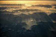 Landscape mountains sunlight sunset sun nature Custom Gaming Mat Desk